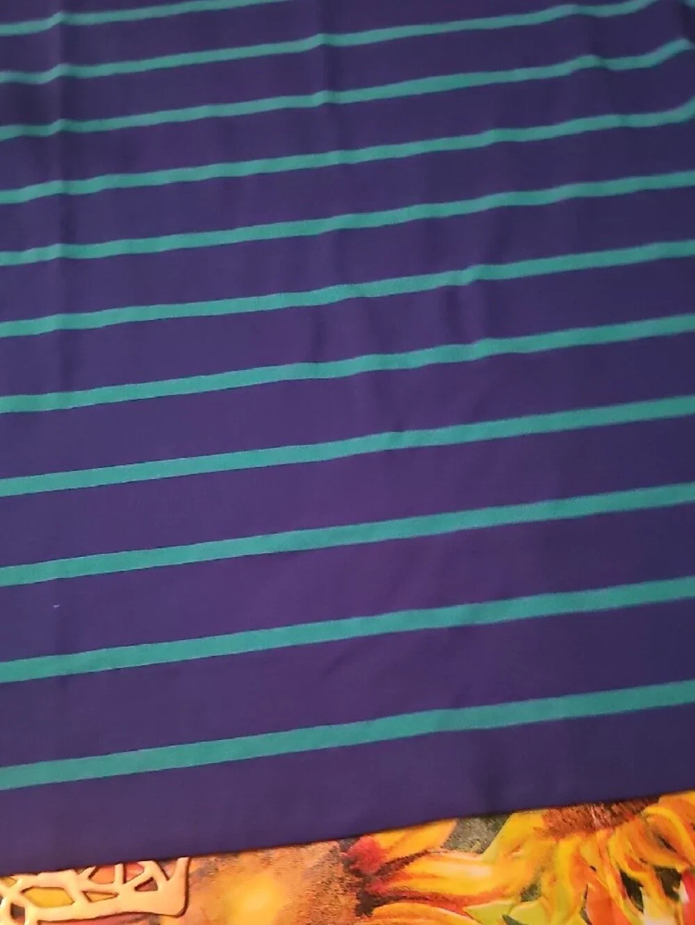 Isaac Mizrahi Navy Tee with Teal Stripes